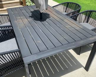 A70. $150. Outdoor Patio Set with Umbrella. Chairs are in good condition. Table needs a little sanding and new paint. Structurally sound! Umbrella is in great condition!