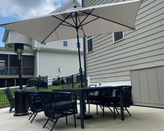 A70. $150. Outdoor Patio Set with Umbrella. Chairs are in good condition. Table needs a little sanding and new paint. Structurally sound! Umbrella is in great condition!