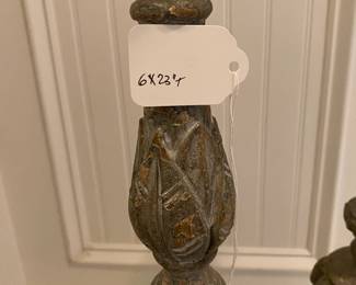 A89 - $15 PAIR of decorative candle holders. Measures 23" tall.
