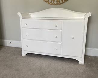 A52 - $100. White Dresser / Changing Table. Measures 55" long x 16.5" deep x 41" tall.