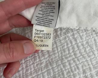 A11 - $550. Queen Size Upholstered Bed. Was very gently used in a guest room. Frame measures 68" wide x 57.5" tall. Includes clean mattress & box spring if you want them as well as the sheets, pillows & blankets!