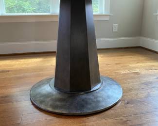 A6 - $450. Haverty's "Emory" Marble Top Table. Measures 52" round x 30.5" tall. You will need 2 strong people to move the marble and I suggest you take it apart.