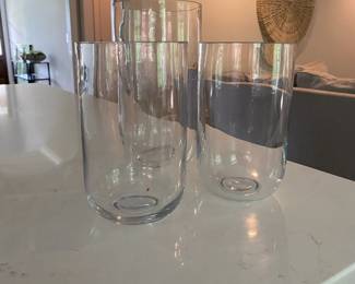 A92 - $10. 3 pc heavy glass vases.