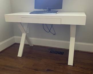 A9 - $75. World Market Desk with pull out, fold down keyboard tray. Measures 4' wide x 22" deep x 30" tall. Looks really cute - has a few minor marks on the top near the keyboard. Sturdy!