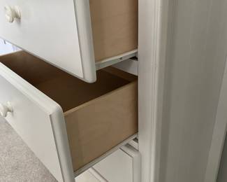 A44 - $100. White Lingerie Chest / Taller 5 drawer Chest. Measures 26.5" wide x 16.25" deep x 52.5" tall.