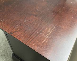 A27 - $40. Single Basset Nightstand. Measures 26.5" wide x 17" deep x 29" tall. Drawer Slides - top has water marks in one area.