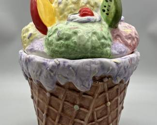 Ceramic Ice Cream Cone Themed Cookie Jar