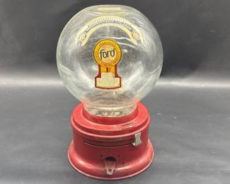 Vintage Ford 1¢ Gumball Machine, Red Base