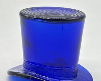 Vintage Blue Cobalt Blue Glass Hat Vase