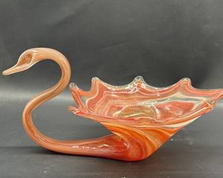 Murano-Style Art Glass Swan