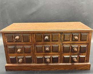 Vintage Wooden Desktop Apothecary Drawer Cabinet