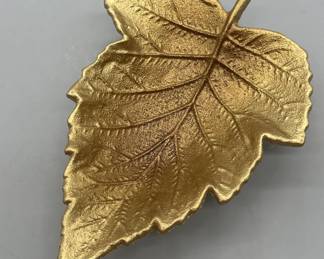 Heavy Metal Gilt Gold Leaf Dish