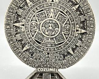 Black & White Aztek Calendar on Pyramid Stand