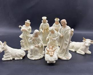 9-Piece Bisque Porcelain Nativity Set