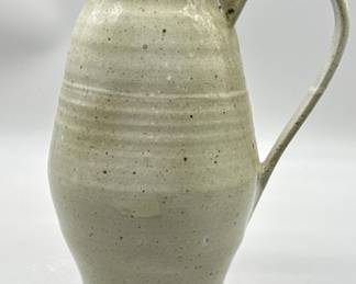 Ceramic Pottery Speckled White Ribbed Pitcher