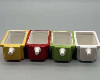 (4) Ceramic Condiment Servers w/ Spoons