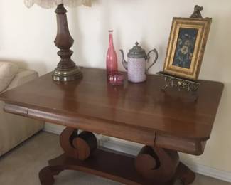 Antique Walnut Library table with a drawer