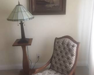 Oak plant stand & Sewing rocker