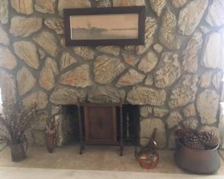 Brass, copper & fire screen
