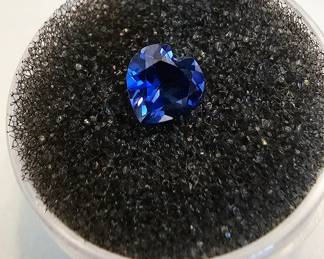 1.08ct Synthetic Lab Grown Heart Shaped Blue Sapphire