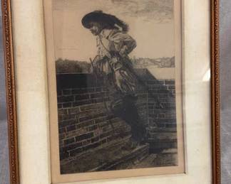 On A Terrace Etching By Ernest Meissonier