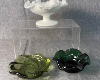 Vintage Fenton Dish or Ashtray 2PC, Murano Glass Dish or Ashtray 1PC