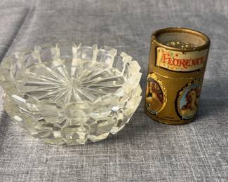 Vintage Glass Ashtrays 2PC, Vintage Matchbox From Florence Italy