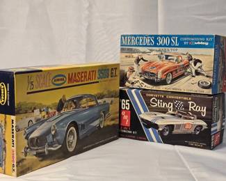 ASSEMBLY KITS Maserati 3500 G.T. 25 Scale Mercedes 300 SL Corvette Convertible Sting Ray.
