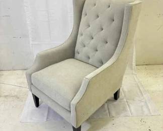 Modern Gray Accent Chair with removable cushion cover and diamond tufted detailing.