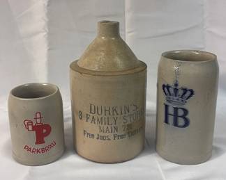Hofbrauhaus Munchen Beer Mug, Antique Durkins Beverage Jug, Vintage Parkbrau Beer Mug