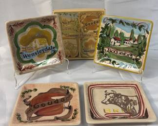 Hand Painted Cheese Plates 4PC Set