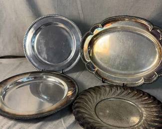 Silver Plated Serving Tray Set 4 PC