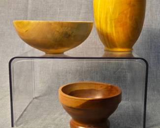 Three Wood Bowls Red Maple, Box Elder, Cherry.