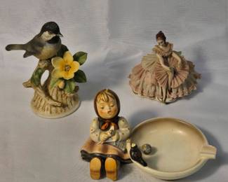 Hummel Ashtray Figurine Happy Pastime Early 1900s Dresden Lace Dance Girl Andrea by Sadek Figure