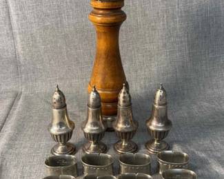 Borel Wood Pewter Pepper, English Salt Pepper Shakers, Handmade Pewter Napkin Holders