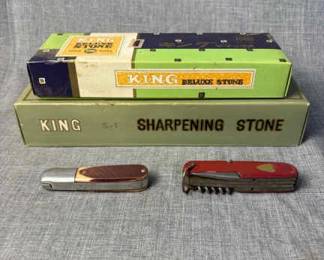 King Sharpening Stone Blocks 2 Pocket Knifes