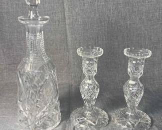 1960s Waterford Crystal Shannon Jubilee Decanter Waterford Crystal Candlestick Holders