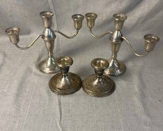 Four PC Sterling Silver Candle Holder Set