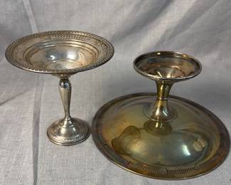 Sterling Silver Candle Holder And Crown Weighted Candy Dish