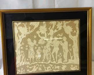 18th Century Cut Paper Art With Frame