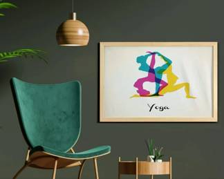 114 LOT. LARGE TriColor Yoga Framed Art