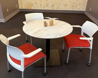 81 LOT. Steelcase RedWhite Wheeled Office Chair- LOT OF 3