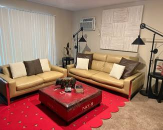 204 - Unique Rare Nach Red Faux Leather Coffee Table