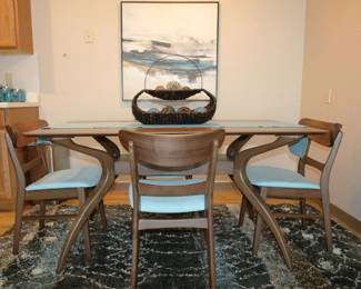 LOT 15 MidCentury Modern Wood Dining Set LOT OF 5.