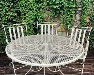 90 LOT. Vintage White Metal Patio Set- LOT OF 4