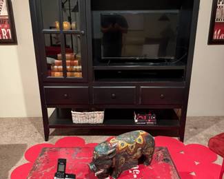 195 LOT. Large Entertainment Center with Glass Cabinet 2