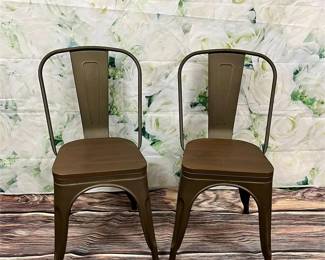 270 - Bronze Chair with Wood Seats- LOT OF 2