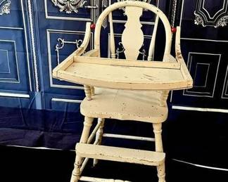 70 LOT. 1800s Farm House Chic White Painted Highchair