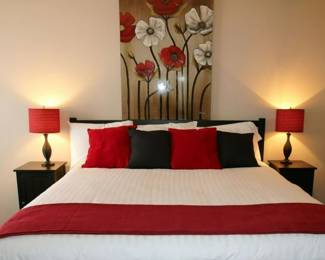 185 - Modern Black Lamps with Red Shade – LOT OF 2 #2