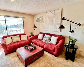 181 - Oxblood Couch and Loveseat Set- LOT OF 2